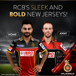 RCB launches home and away kits for IPL 9.