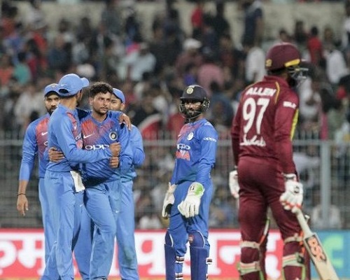 Kuldeep Yadav took 3 wickets in first T20I against Windies at Eden Gardens, Kolkata
